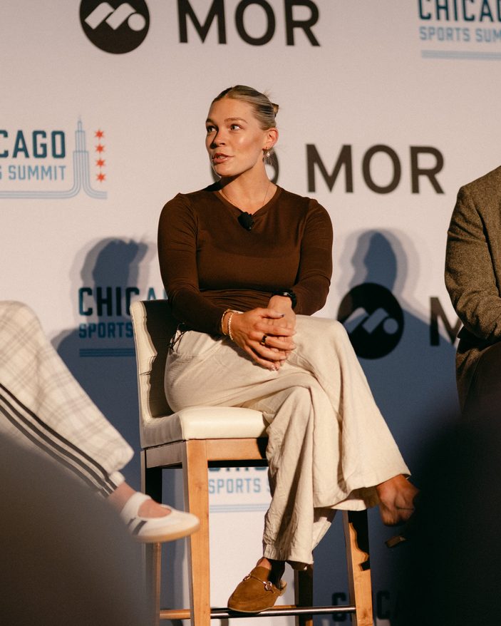 A panelist speaks at the 2026 Chicago Sports Summit